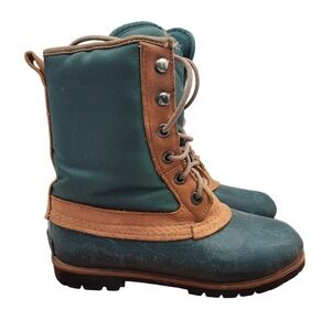 Vintage‎ Lands End Rain Boots Womens Size 6 Green Brown Duck Boots 24451